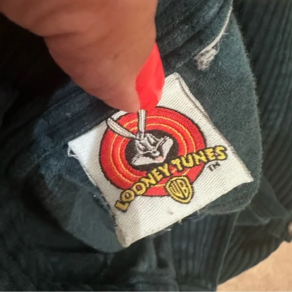 Looney Tunes Vintage Embroidered Tweety Bird Green Corduroy Shirt XL - Picture 9 of 10